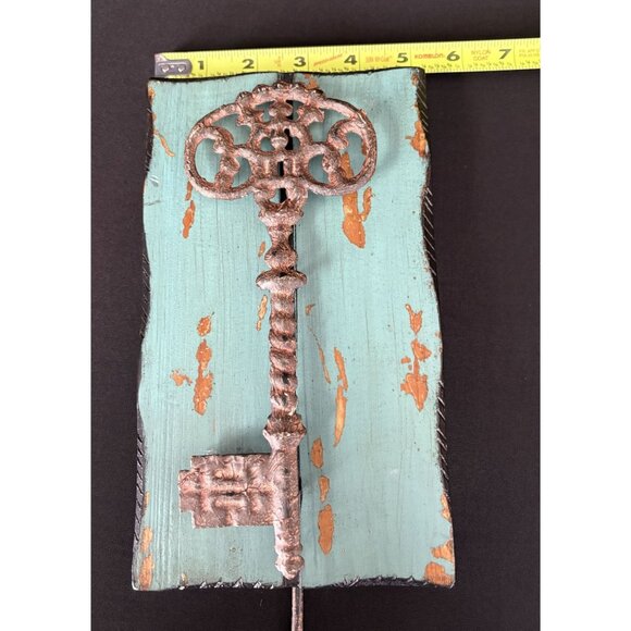 Vintage Distressed Teal Rustic Key Wall Crystal Hook Knob Pet Dog Coffee Rope - Picture 8 of 10